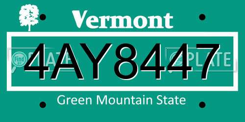 4AY8447 Vermont License Plate