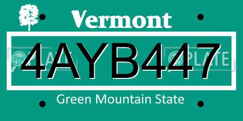 4AYB447 Vermont License Plate