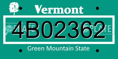 4B02362 Vermont License Plate