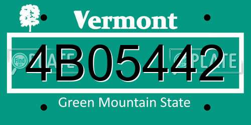 4B05442 Vermont License Plate