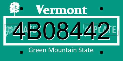 4B08442 Vermont License Plate
