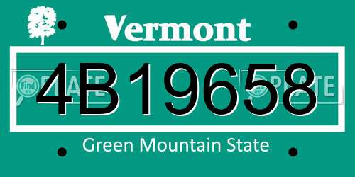 4B19658 Vermont License Plate