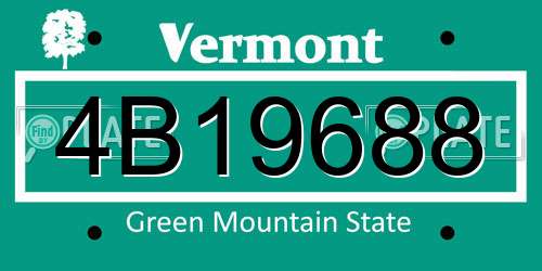 4B19688 Vermont License Plate