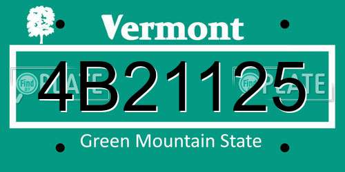 4B21125 Vermont License Plate