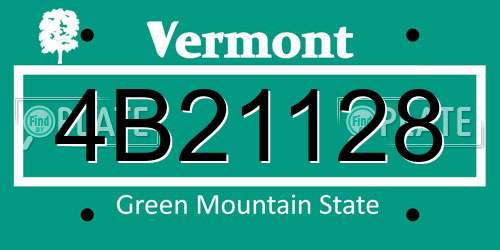 4B21128 Vermont License Plate