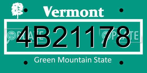 4B21178 Vermont License Plate