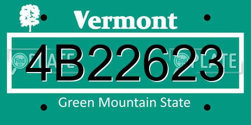 4B22623 Vermont License Plate