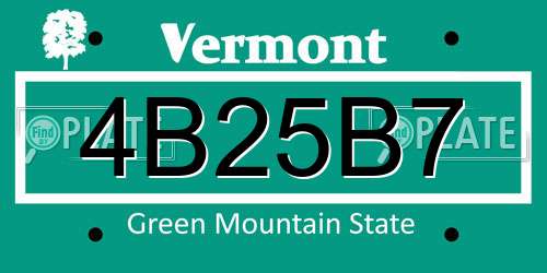 4B25B7 Vermont License Plate
