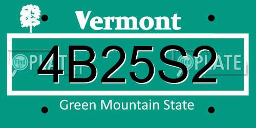 4B25S2 Vermont License Plate