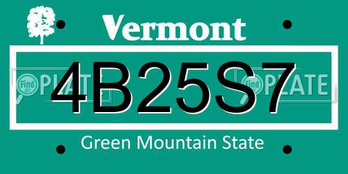 4B25S7 Vermont License Plate