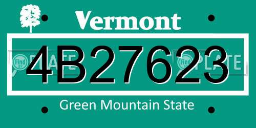 4B27623 Vermont License Plate