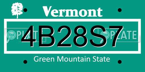 4B28S7 Vermont License Plate