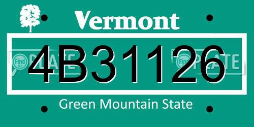 4B31126 Vermont License Plate