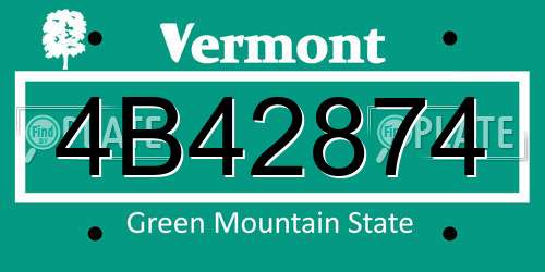 4B42874 Vermont License Plate