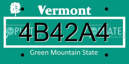 4B42A4 Vermont License Plate