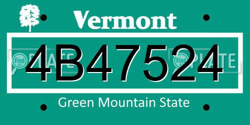 4B47524 Vermont License Plate