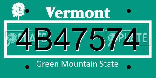 4B47574 Vermont License Plate