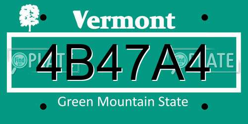 4B47A4 Vermont License Plate