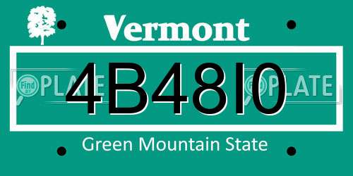4B48I0 Vermont License Plate