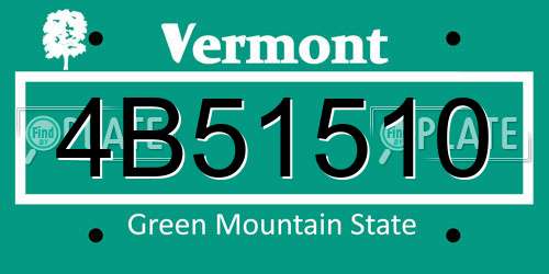 4B51510 Vermont License Plate