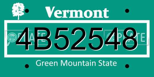 4B52548 Vermont License Plate