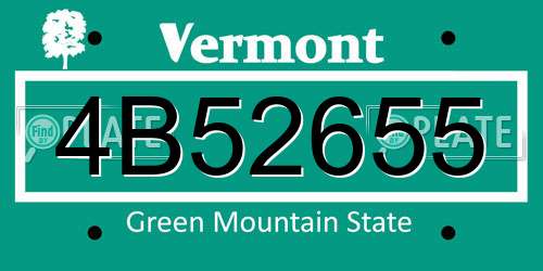 4B52655 Vermont License Plate