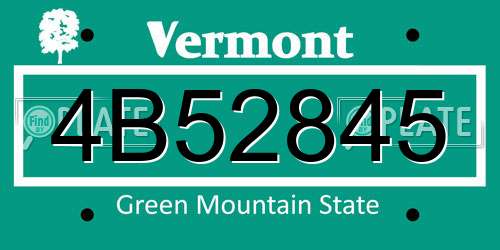 4B52845 Vermont License Plate