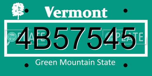 4B57545 Vermont License Plate