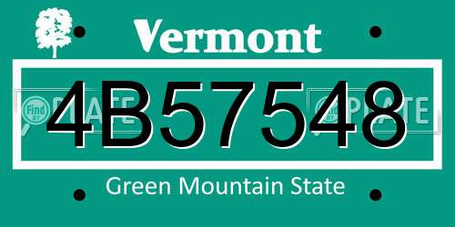 4B57548 Vermont License Plate