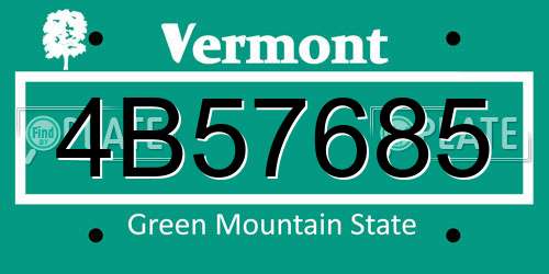 4B57685 Vermont License Plate