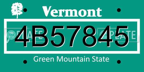4B57845 Vermont License Plate