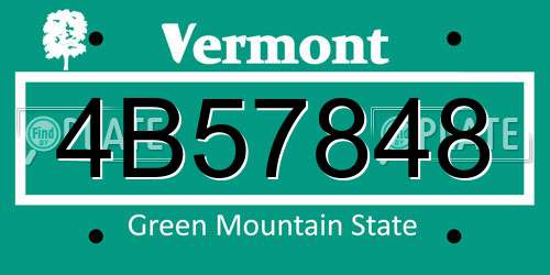 4B57848 Vermont License Plate