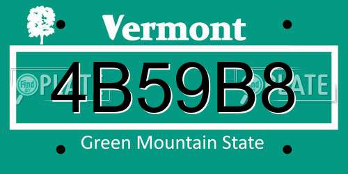 4B59B8 Vermont License Plate