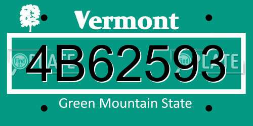 4B62593 Vermont License Plate