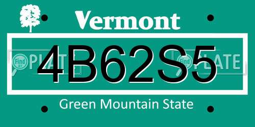 4B62S5 Vermont License Plate