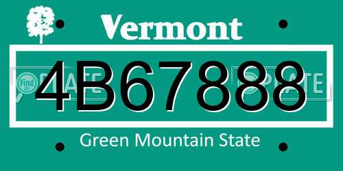4B67888 Vermont License Plate