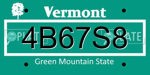 4B67S8 Vermont License Plate