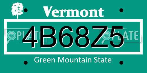 4B68Z5 Vermont License Plate
