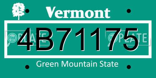 4B71175 Vermont License Plate