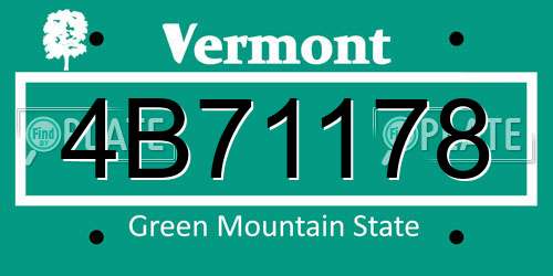 4B71178 Vermont License Plate