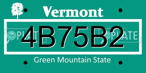 4B75B2 Vermont License Plate