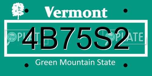 4B75S2 Vermont License Plate
