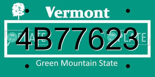 4B77623 Vermont License Plate