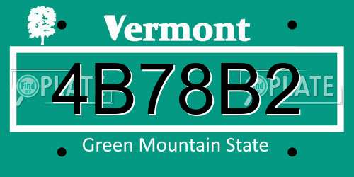 4B78B2 Vermont License Plate