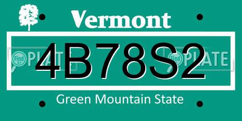 4B78S2 Vermont License Plate