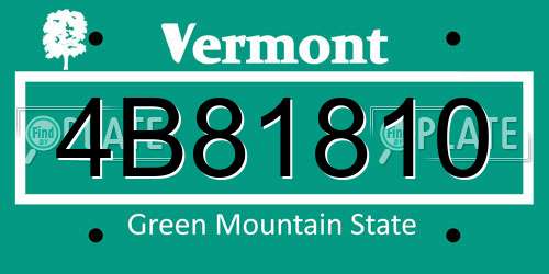 4B81810 Vermont License Plate