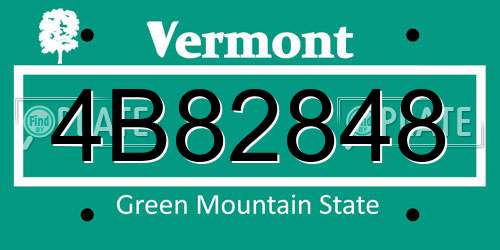 4B82848 Vermont License Plate