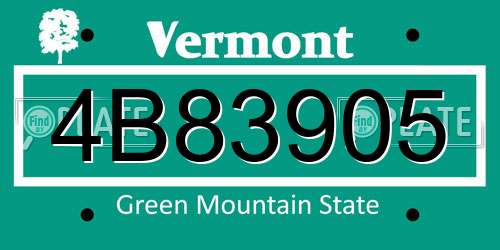 4B83905 Vermont License Plate