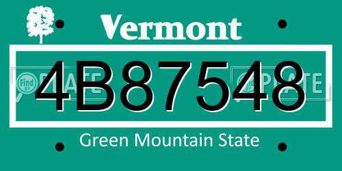 4B87548 Vermont License Plate
