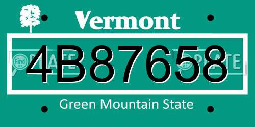 4B87658 Vermont License Plate